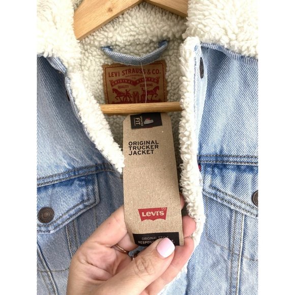 Levis Original Sherpa Trucker Denim Jean Jacket - Picture 4 of 10